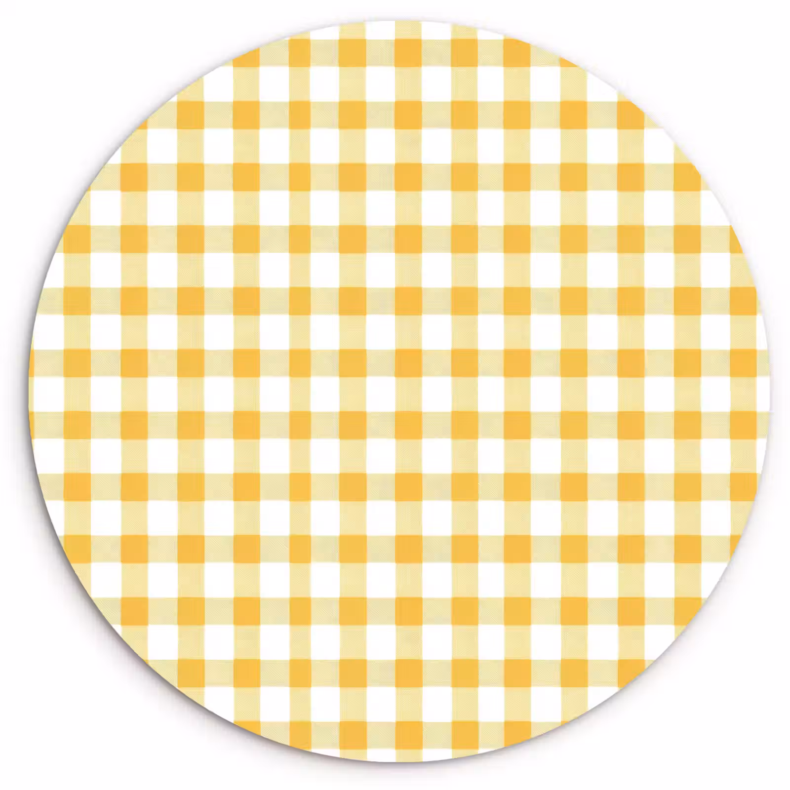 Muurcirkel - Ruit - Gingham - Klassiek - Geel en Wit — 1