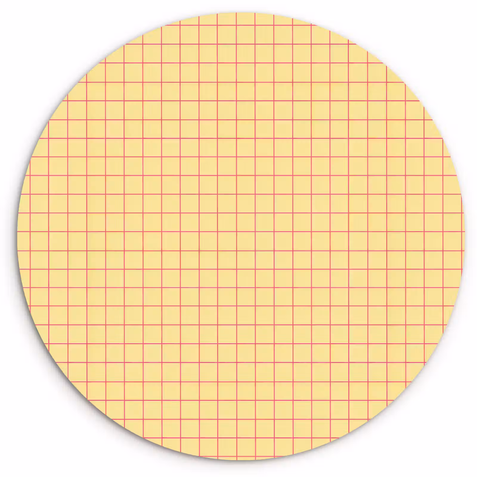 Muurcirkel - Ruitjes - Grid - Minimalistisch - Geel - Roze — 1