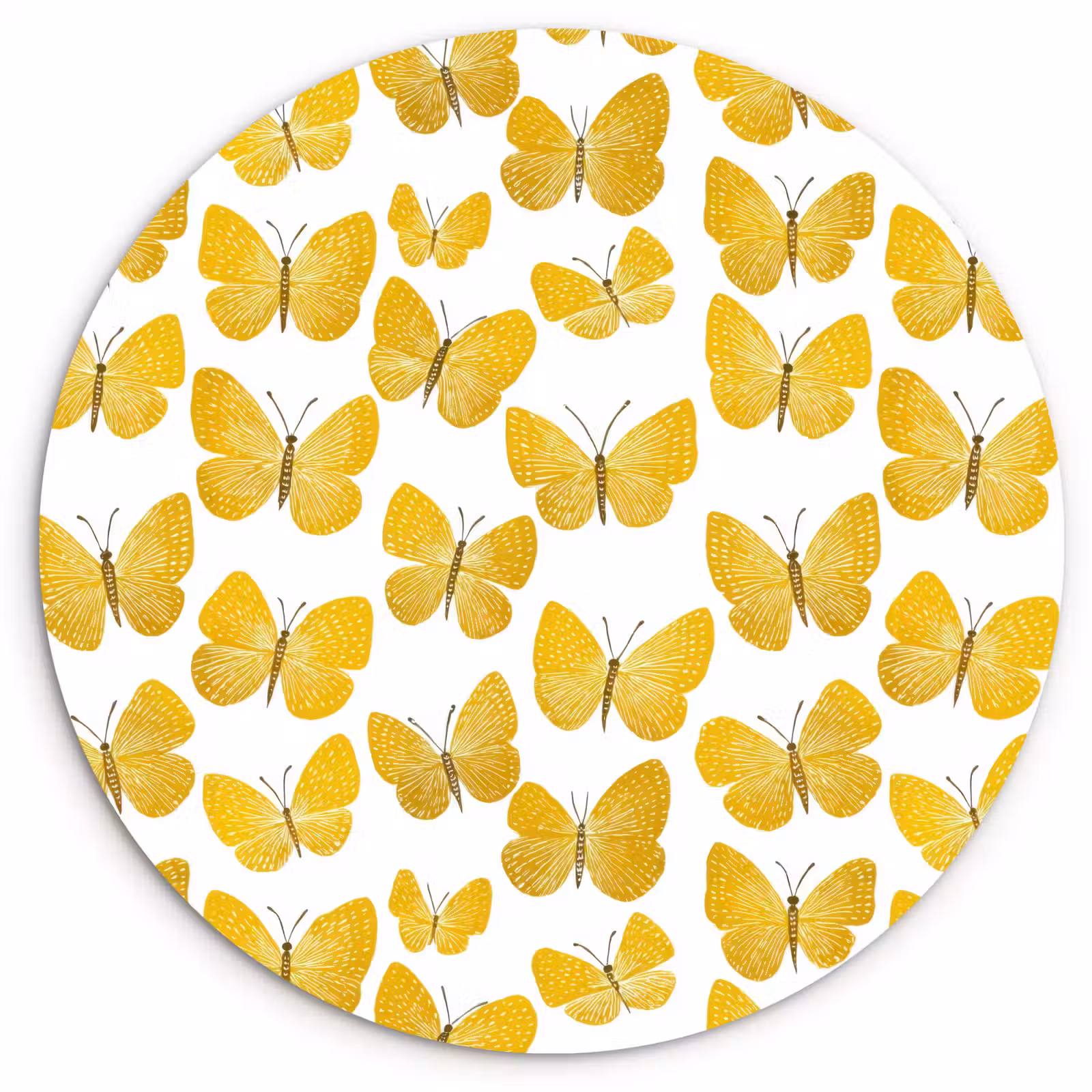 Muurcirkel - Vlinders - Botanisch - Illustratie - Geel - Wit — 1