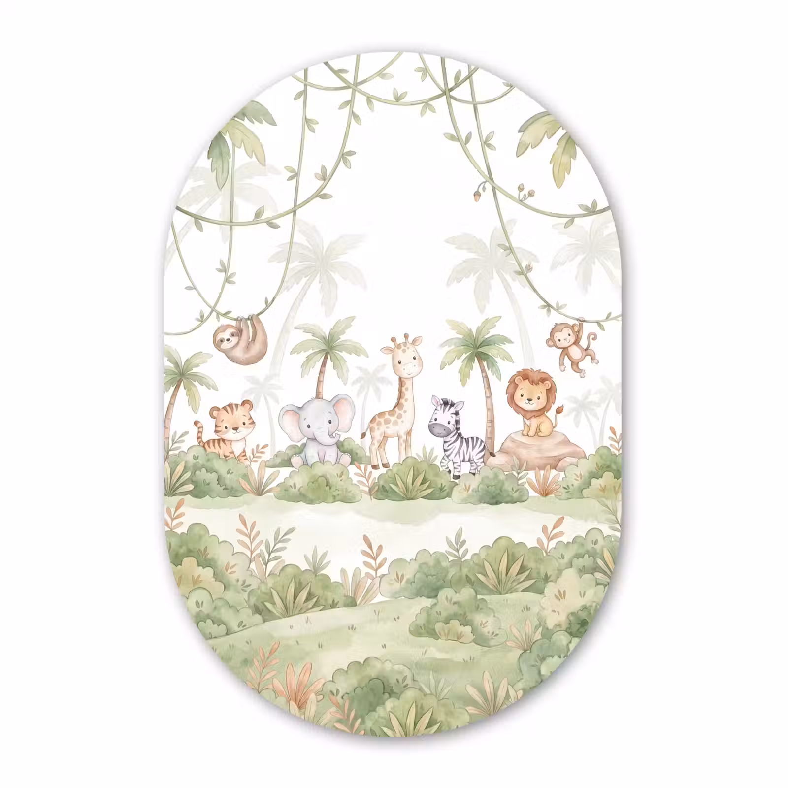 Muurovaal aluminium - Dieren - Jungle - Pastel — 1