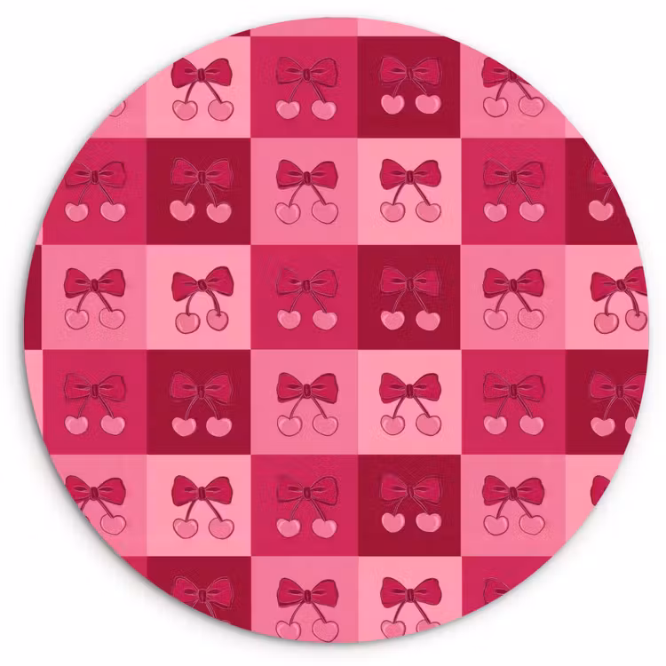 Muurcirkel - Kersen - Strikjes - Speels - Roze - Bordeaux — 1