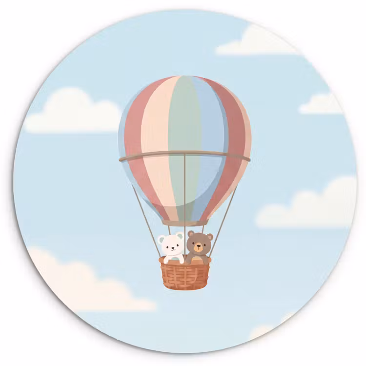 Muurcirkel - Luchtballon - Beren - Pastel — 1