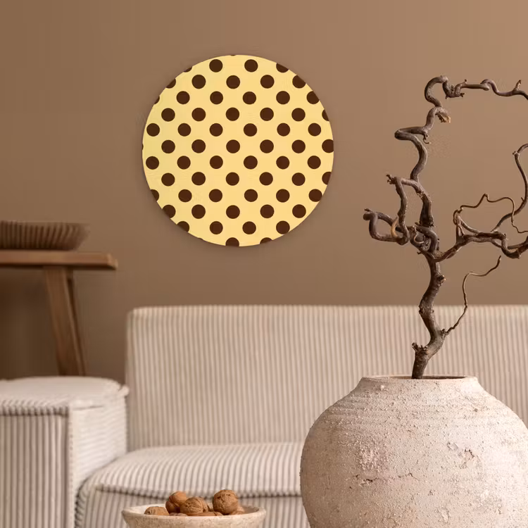 Muurcirkel - Polka Dot - Stippen - Retro - Geel - Bruin — 2