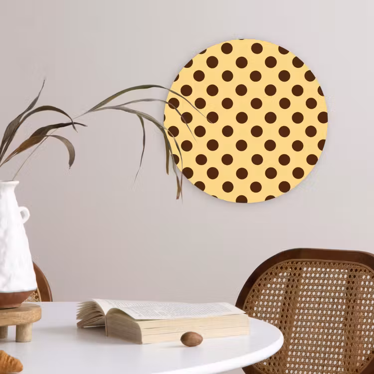 Muurcirkel - Polka Dot - Stippen - Retro - Geel - Bruin — 4