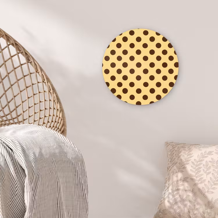 Muurcirkel - Polka Dot - Stippen - Retro - Geel - Bruin — 5