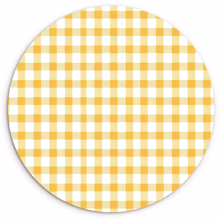 Muurcirkel - Ruit - Gingham - Klassiek - Geel en Wit — 1
