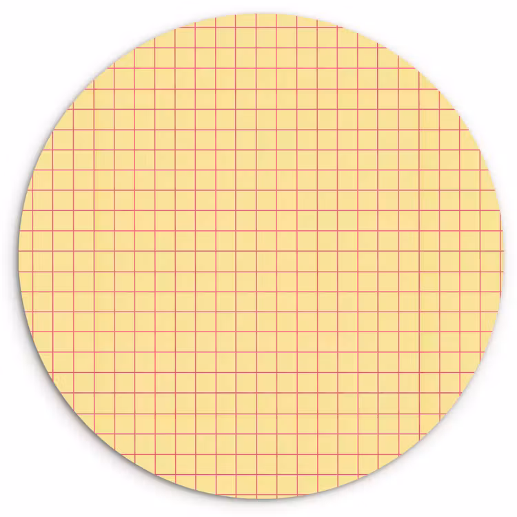 Muurcirkel - Ruitjes - Grid - Minimalistisch - Geel - Roze — 1