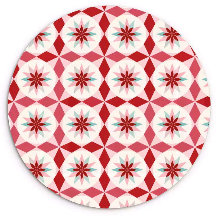 Muurcirkel - Tegelpatroon - Sterren - Retro - Roze - Mintgroen — 1