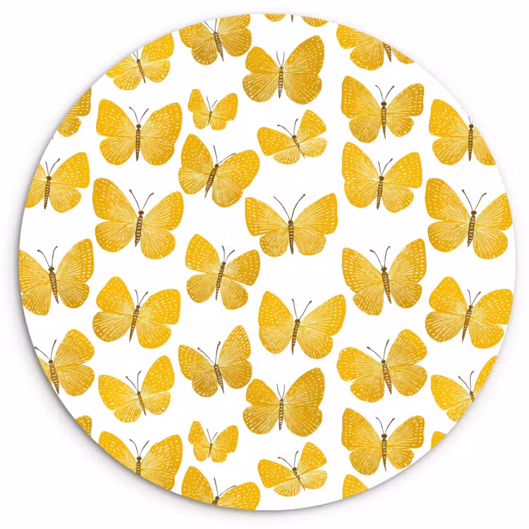 Muurcirkel - Vlinders - Botanisch - Illustratie - Geel - Wit — 1
