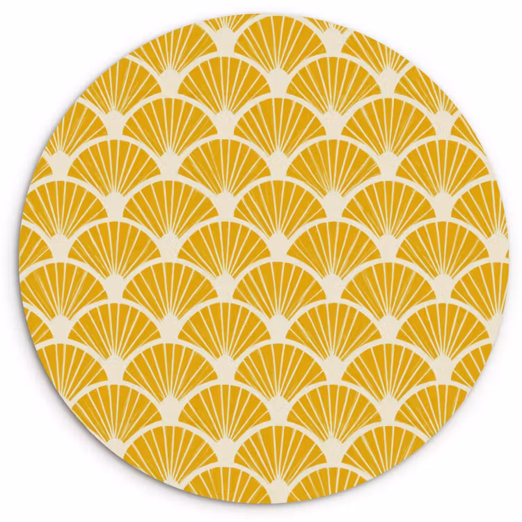 Muurcirkel - Waaiers - Art Deco - Retro - Okergeel — 1