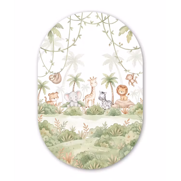 Muurovaal aluminium - Dieren - Jungle - Pastel — 1