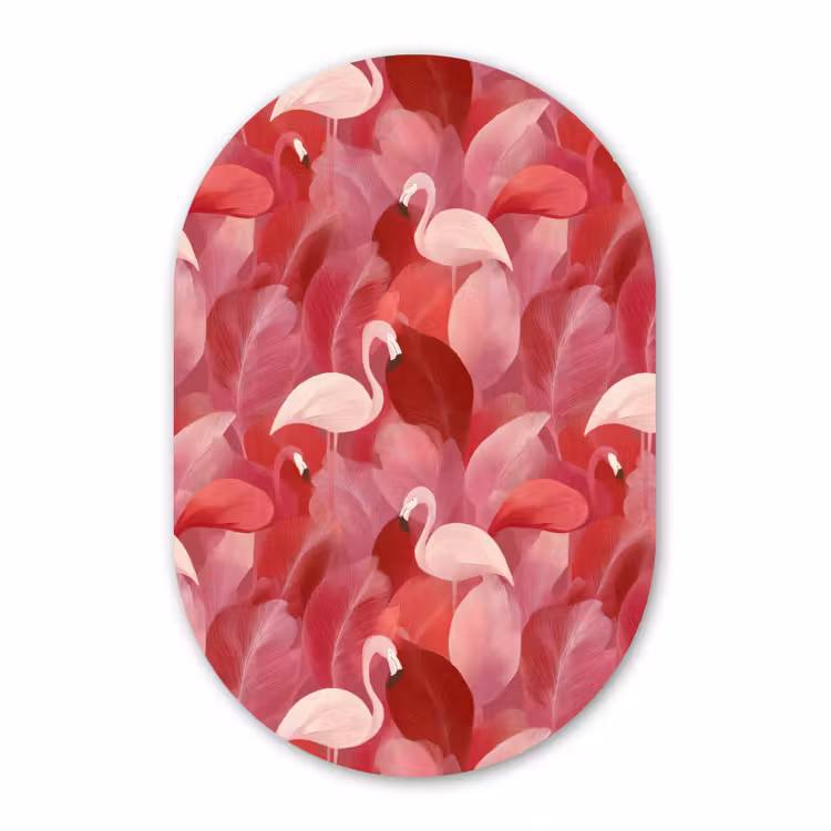 Muurovaal aluminium - Flamingo - Botanisch - Elegant - Roze - Rood — 1