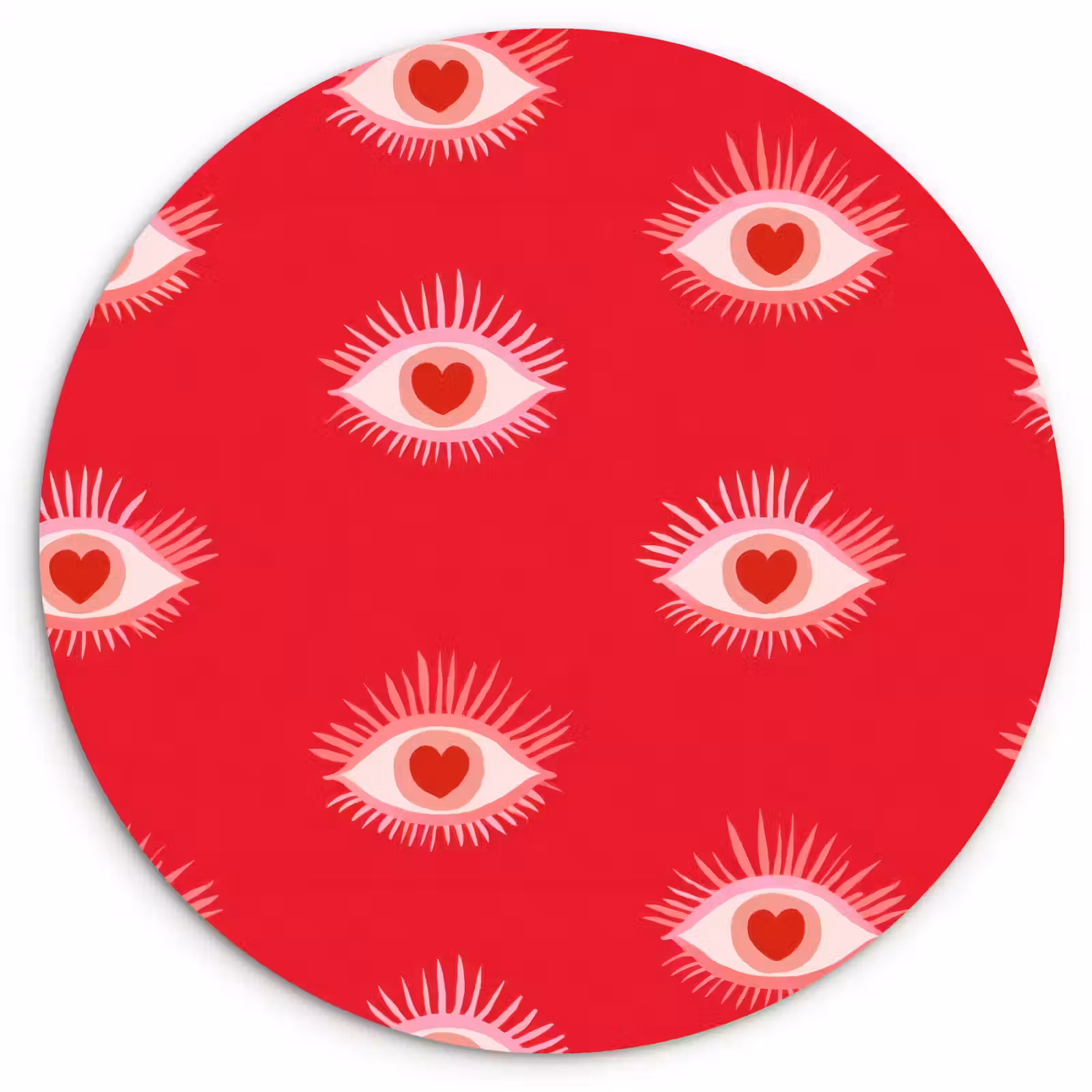 Muurcirkel - Ogen - Hart - Abstract - Rood - Roze — 1