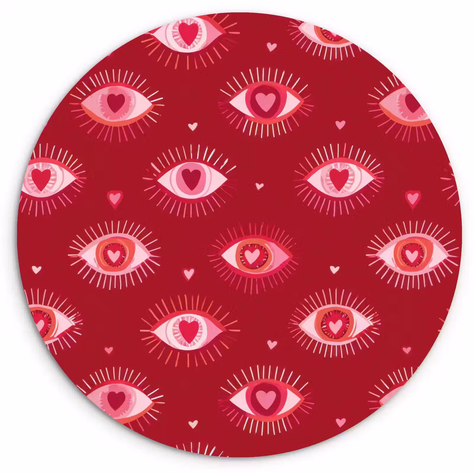 Muurcirkel - Ogen - Patroon - Roze - Donkerrood — 1