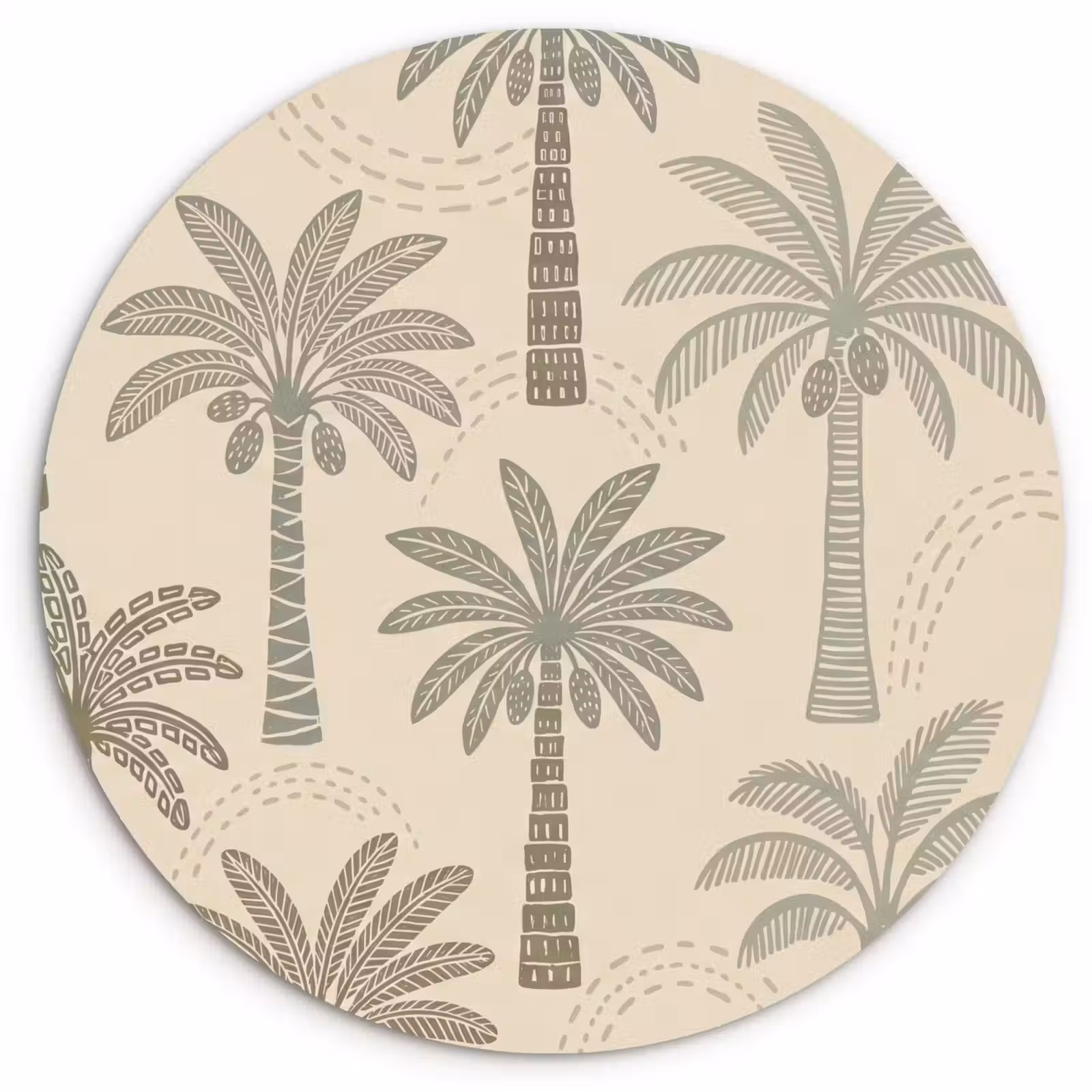 Muurcirkel - Palmbomen - Patroon - Tropisch - Beige — 1