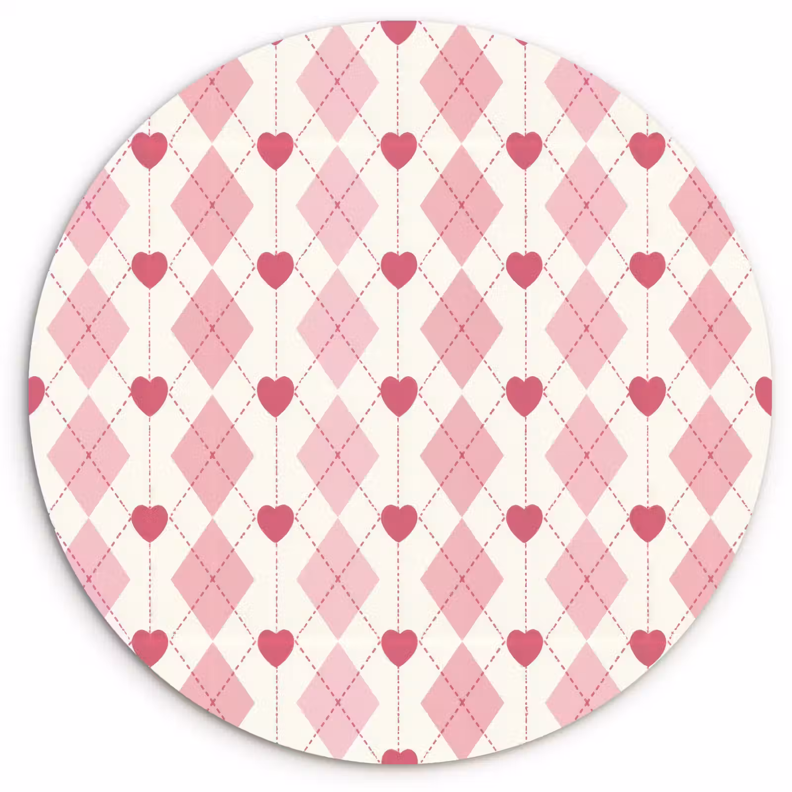 Muurcirkel - Ruiten - Klassiek - Roze - Wit — 1