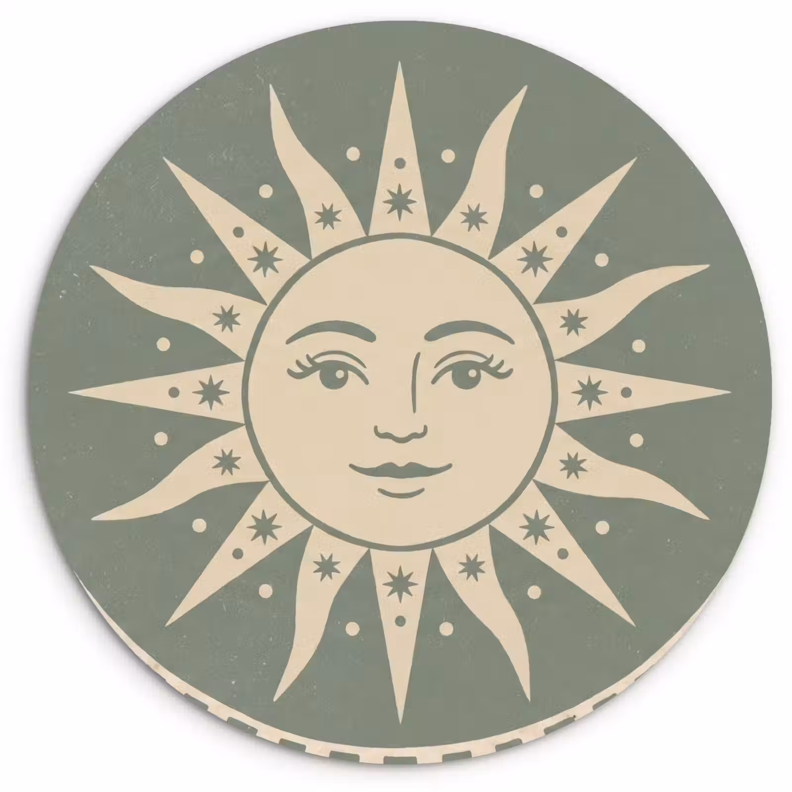 Muurcirkel - Zon - Sterren - Astrologie - Vintage - Groen — 1