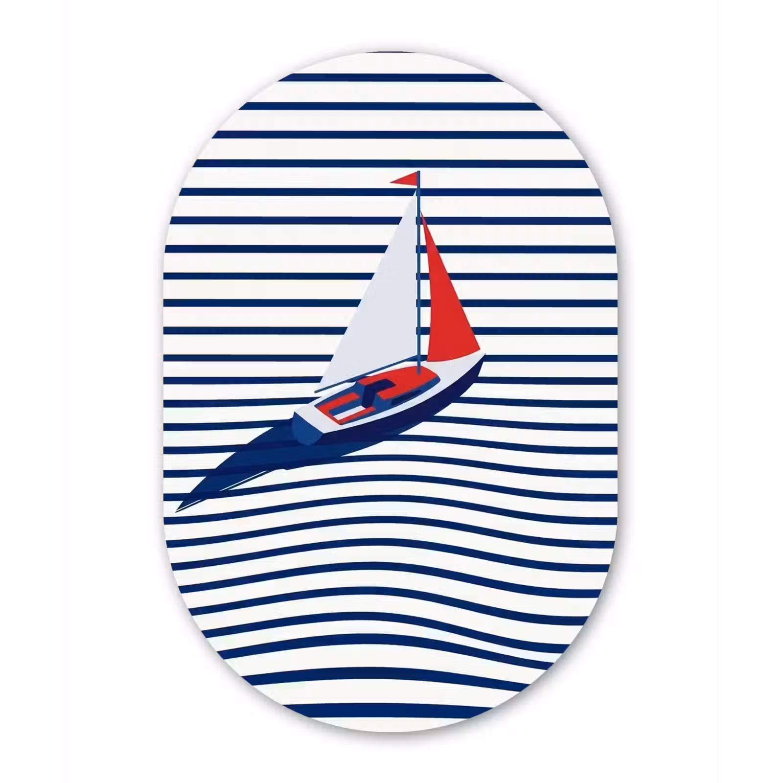 Muurovaal aluminium - Boot - Water - Abstract - Blauw — 1
