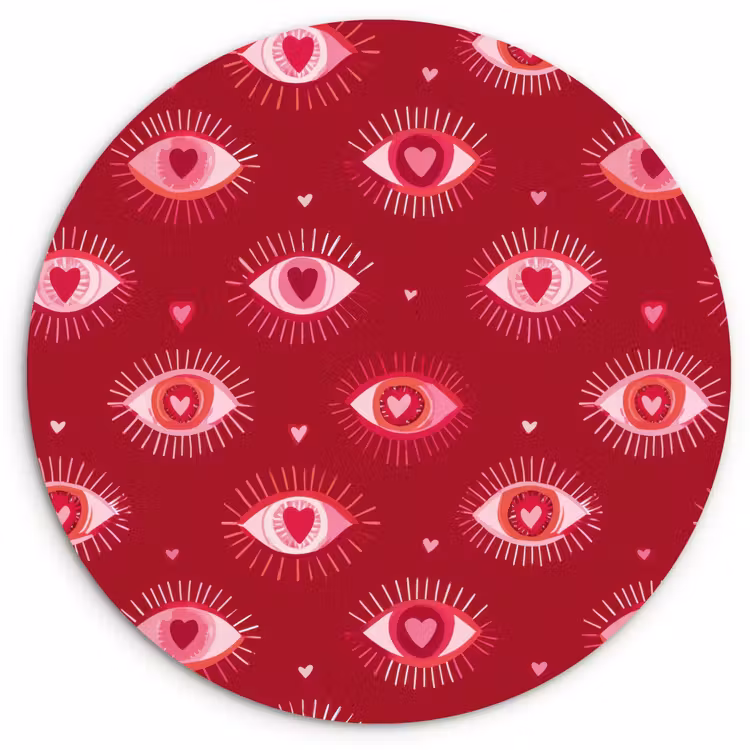 Muurcirkel - Ogen - Patroon - Roze - Donkerrood — 1