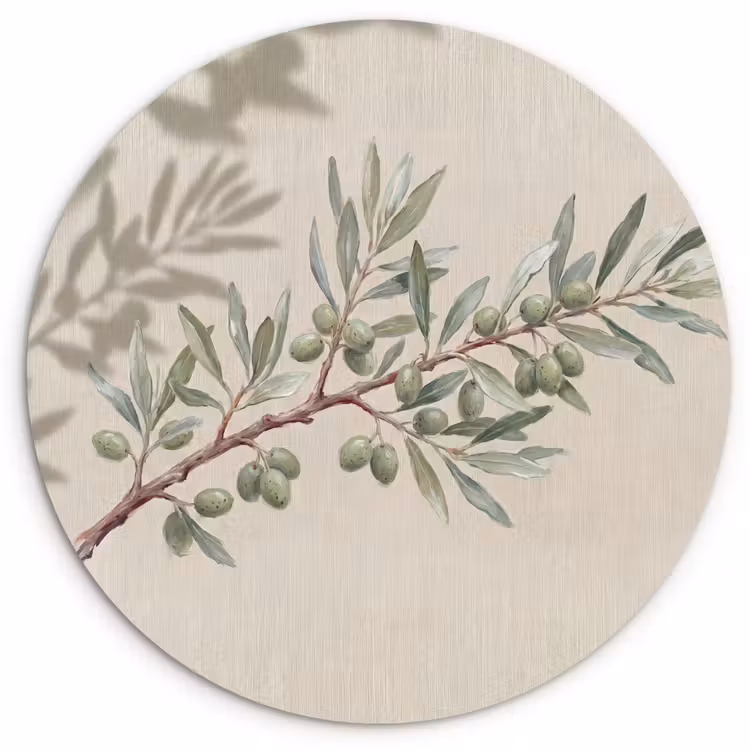 Muurcirkel - Olijftak - Bladeren - Natuur - Groen - Beige — 1