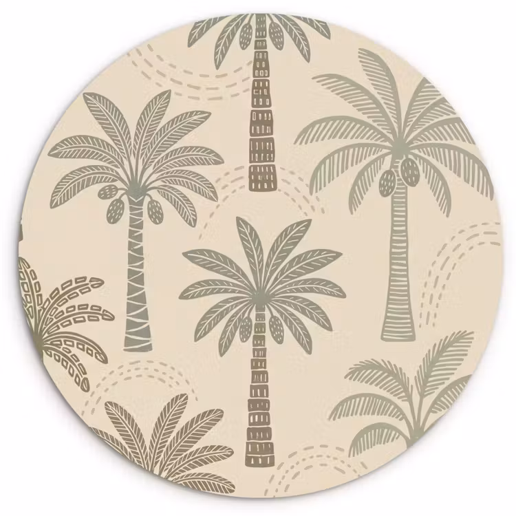 Muurcirkel - Palmbomen - Patroon - Tropisch - Beige — 1