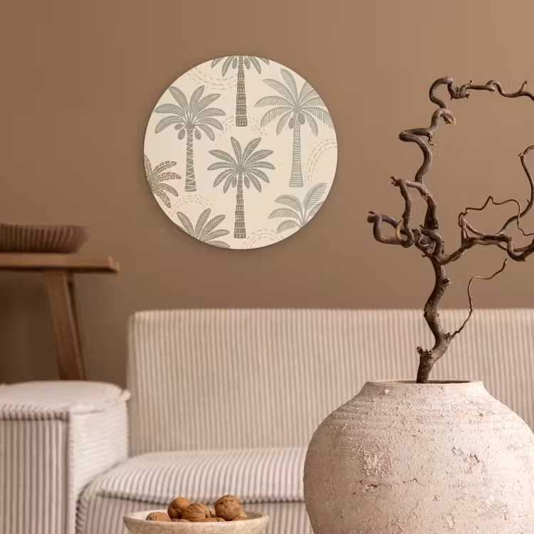 Muurcirkel - Palmbomen - Patroon - Tropisch - Beige — 2