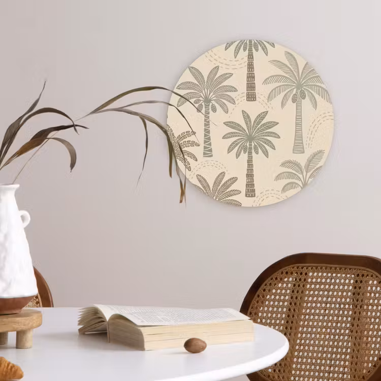 Muurcirkel - Palmbomen - Patroon - Tropisch - Beige — 4