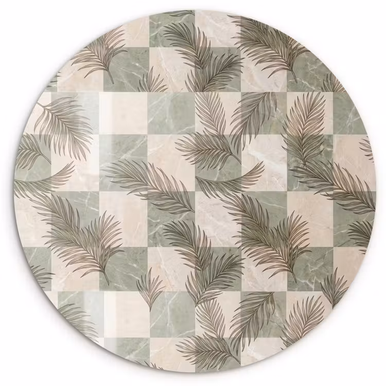 Muurcirkel - Planten - Bladeren - Marmer - Modern - Groen — 1