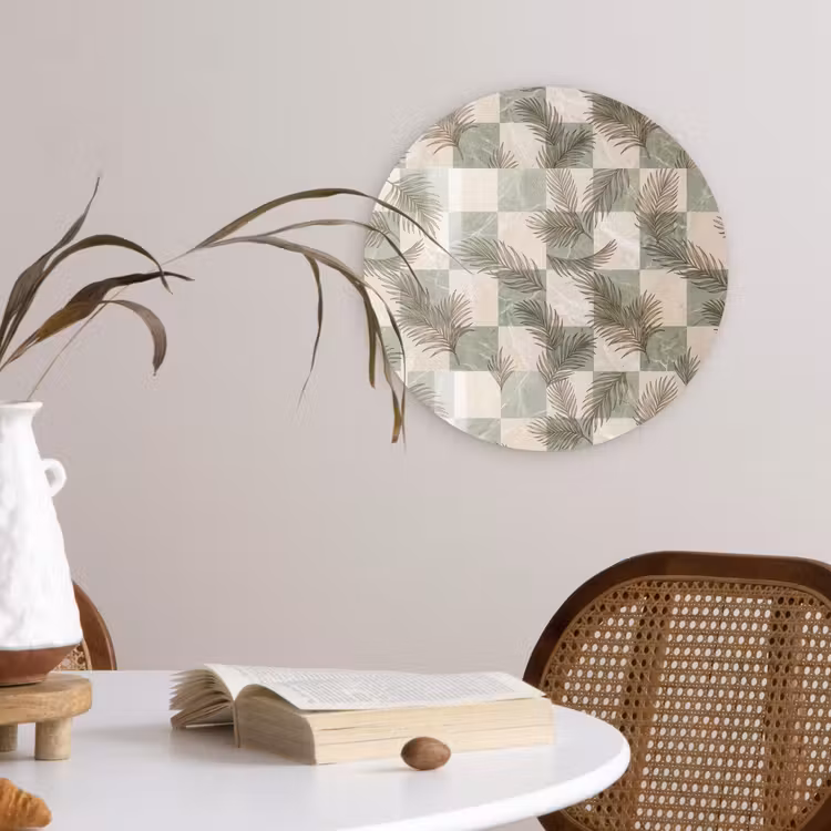 Muurcirkel - Planten - Bladeren - Marmer - Modern - Groen — 4