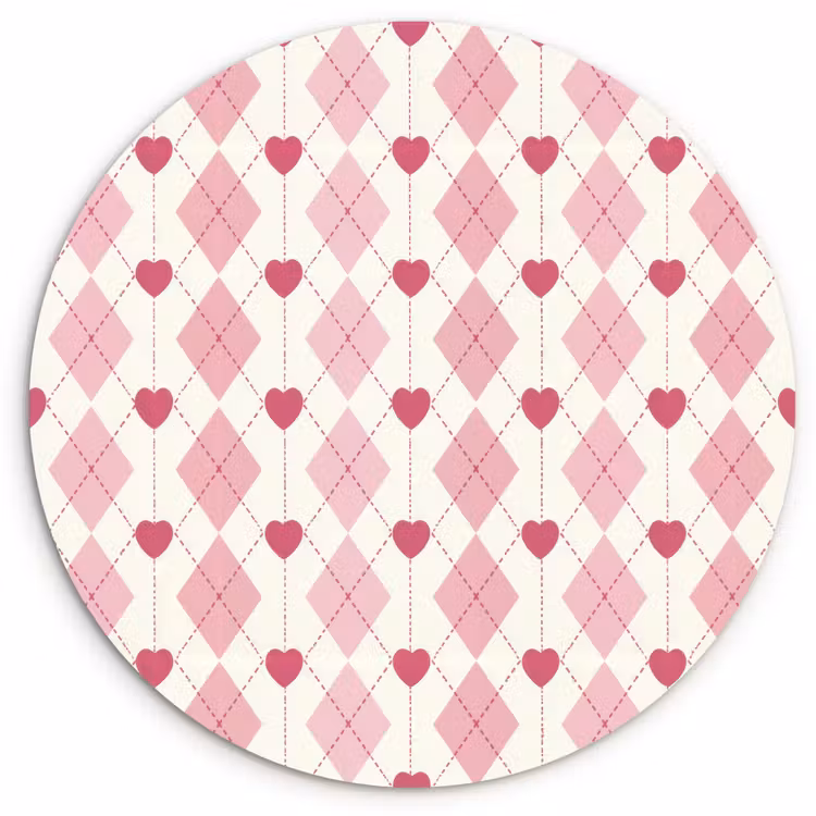 Muurcirkel - Ruiten - Klassiek - Roze - Wit — 1