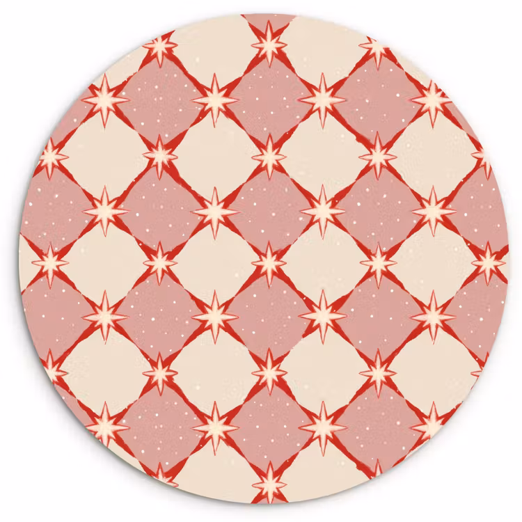 Muurcirkel - Ruiten - Sterren - Vintage - Oudroze - Rood — 1