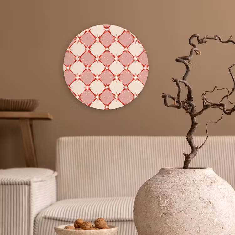 Muurcirkel - Ruiten - Sterren - Vintage - Oudroze - Rood — 2