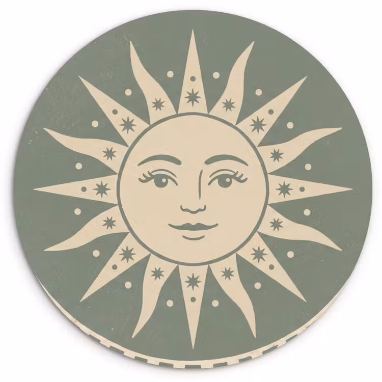 Muurcirkel - Zon - Sterren - Astrologie - Vintage - Groen — 1