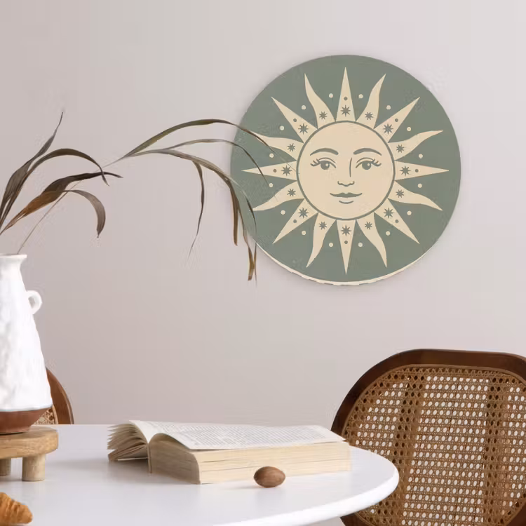 Muurcirkel - Zon - Sterren - Astrologie - Vintage - Groen — 4