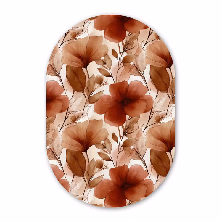 Muurovaal aluminium - Bloemen - Aquarel - Botanisch - Terracotta — 1