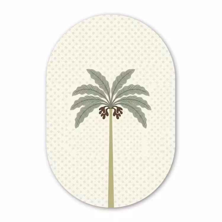 Muurovaal aluminium - Boom - Bladeren - Groen - Decoratief - Beige — 1