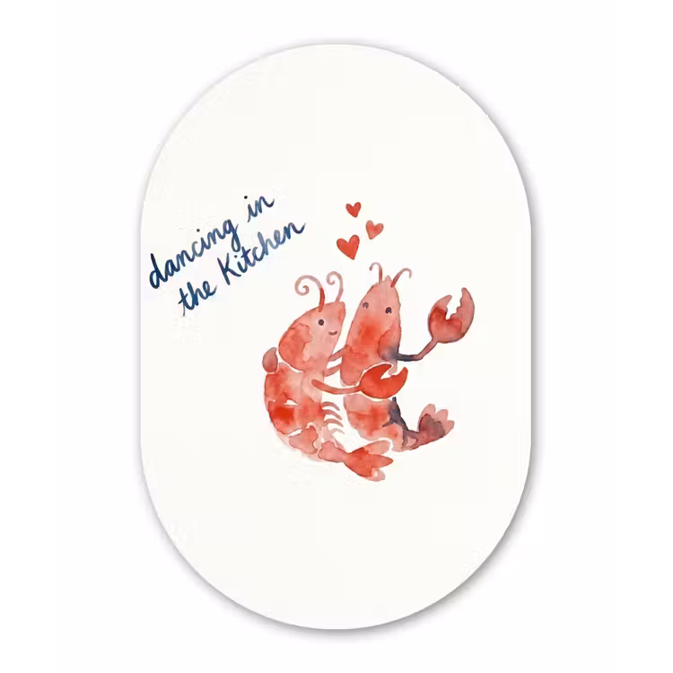 Muurovaal aluminium - Dier - Dans - Liefde - Waterverf - Rood — 1