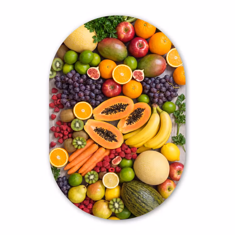 Muurovaal aluminium - Eten - Fruit - Groenten - Vers - Kleurrijk — 1