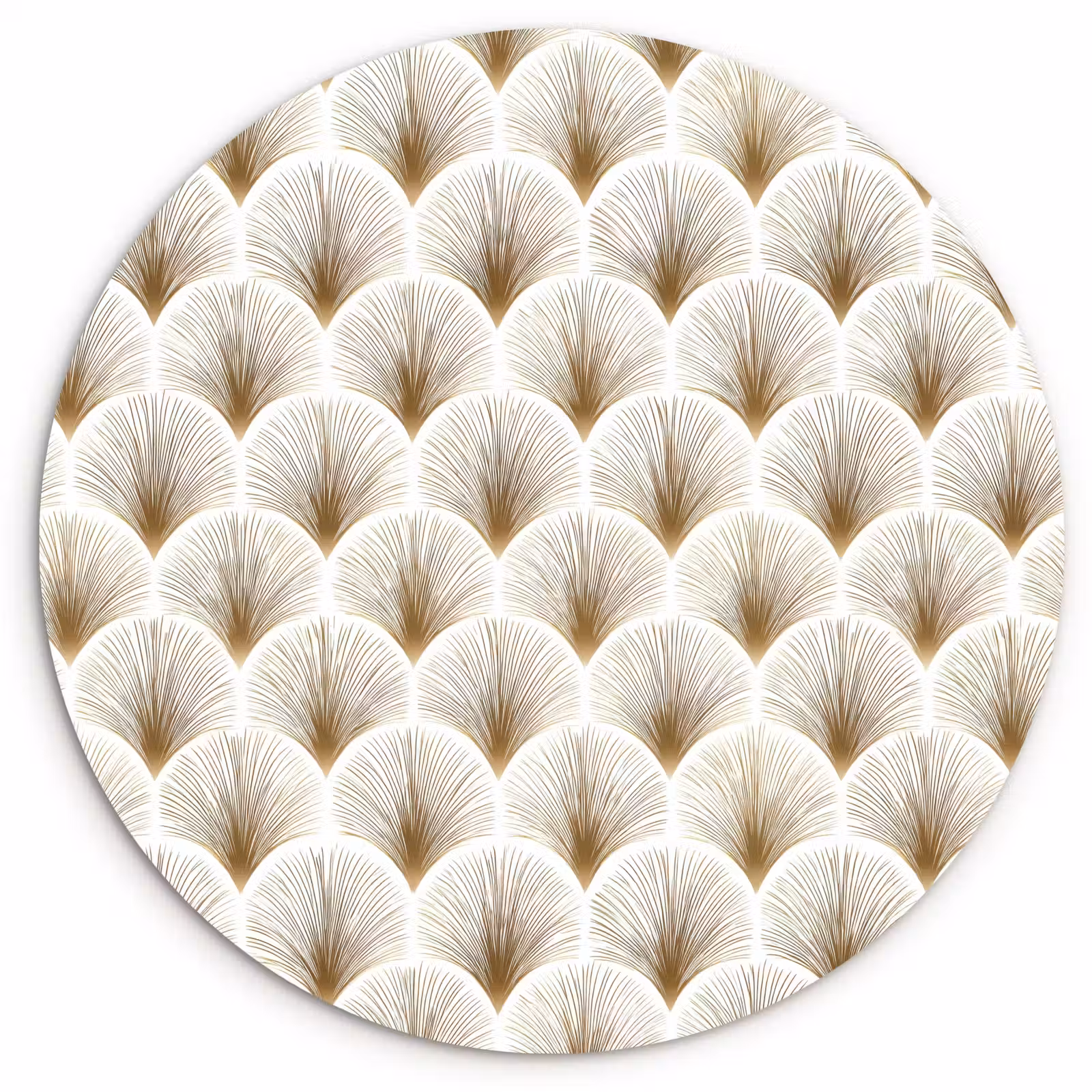 Muurcirkel - Waaiers - Art Deco - Elegant - Goud - Wit — 1