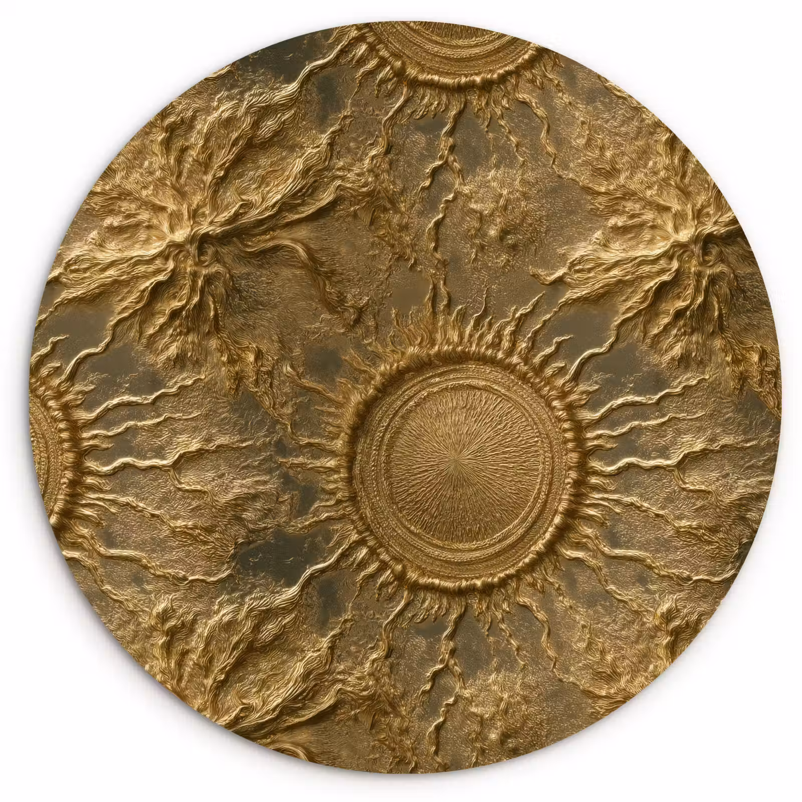Muurcirkel - Zon - Reliëf - Antiek - Goud — 1