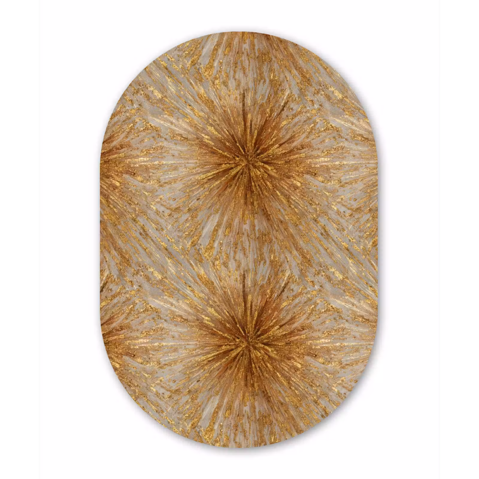 Muurovaal aluminium - Explosie - Abstract - Goud - Wit — 1