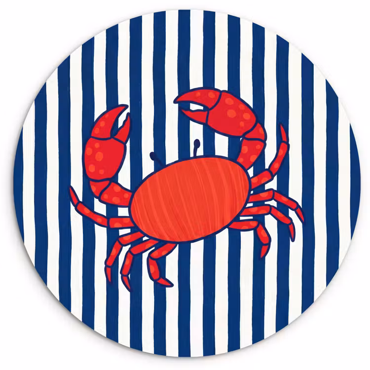 Muurcirkel - Krab - Strepen - Zeeleven - Illustratie - Rood — 1
