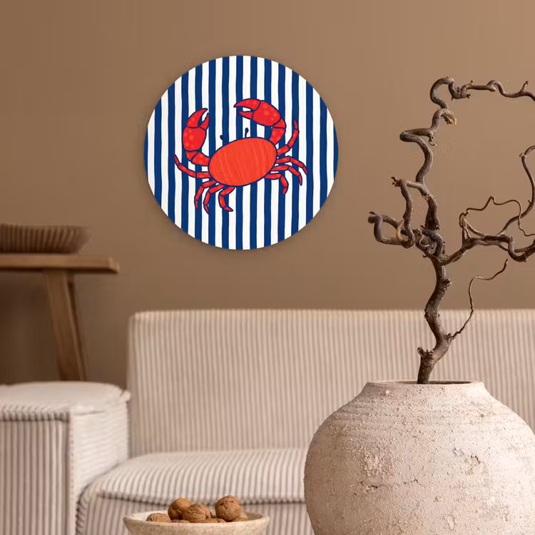 Muurcirkel - Krab - Strepen - Zeeleven - Illustratie - Rood — 2