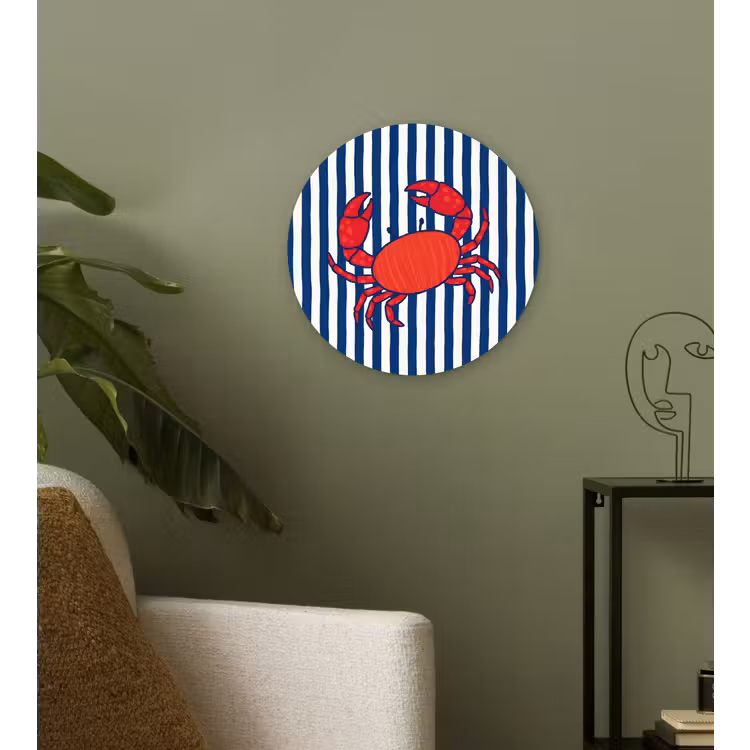 Muurcirkel - Krab - Strepen - Zeeleven - Illustratie - Rood — 3