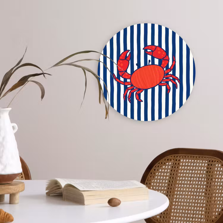 Muurcirkel - Krab - Strepen - Zeeleven - Illustratie - Rood — 4