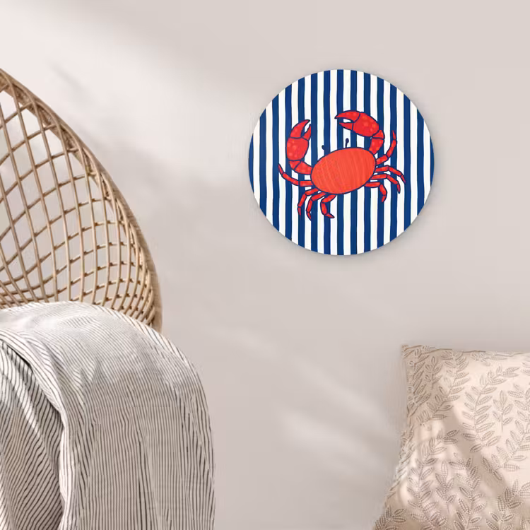 Muurcirkel - Krab - Strepen - Zeeleven - Illustratie - Rood — 5