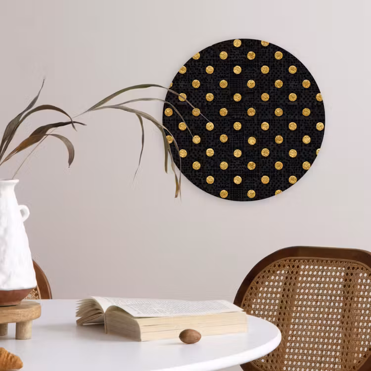 Muurcirkel - Polka Dot - Stippen - Goud - Zwart — 4