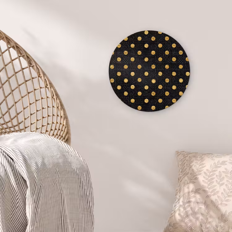 Muurcirkel - Polka Dot - Stippen - Goud - Zwart — 5