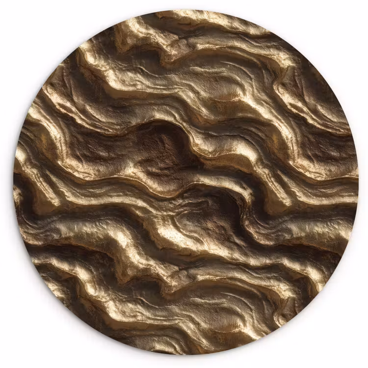 Muurcirkel - Reliëf - Golven - Abstract - Bronsgoud — 1