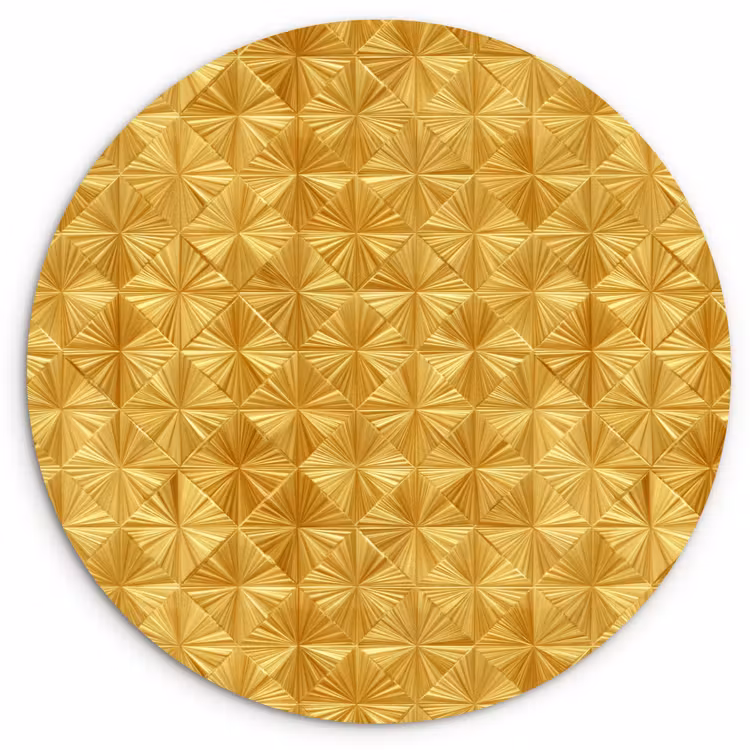 Muurcirkel - Tegels - Geometrisch - Reliëf - Goud — 1